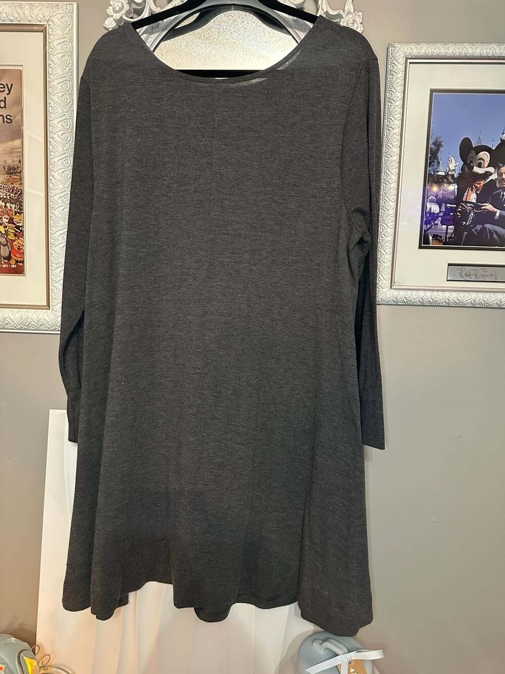 Old Navy XXL Charcoal Grey Jersey Knit 3/4 Sleeve A-Line Swing Tunic Dress - Picture 6 of 10